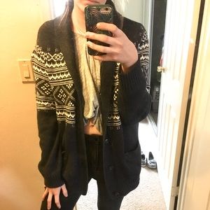 An oversized cardigan